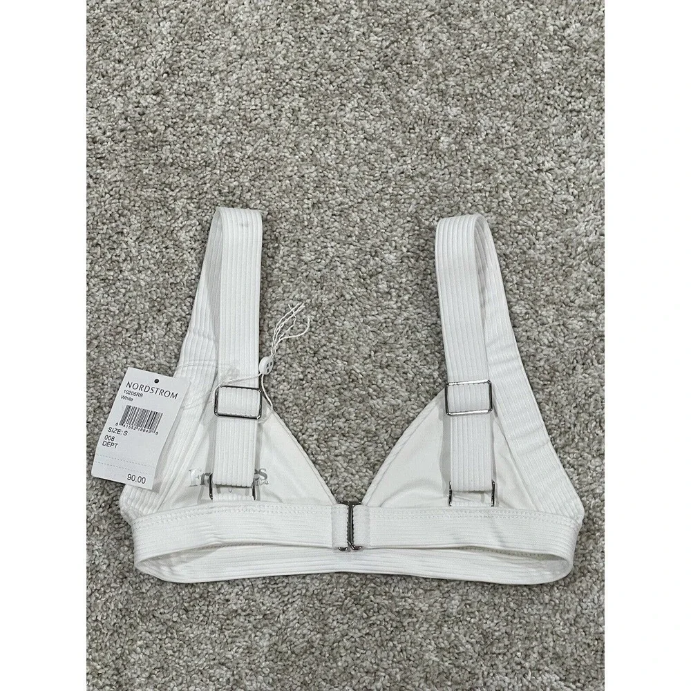 FRANKIE'S BIKINIS Georgia Ribbed Bralette Bikini Top White Size - Small
